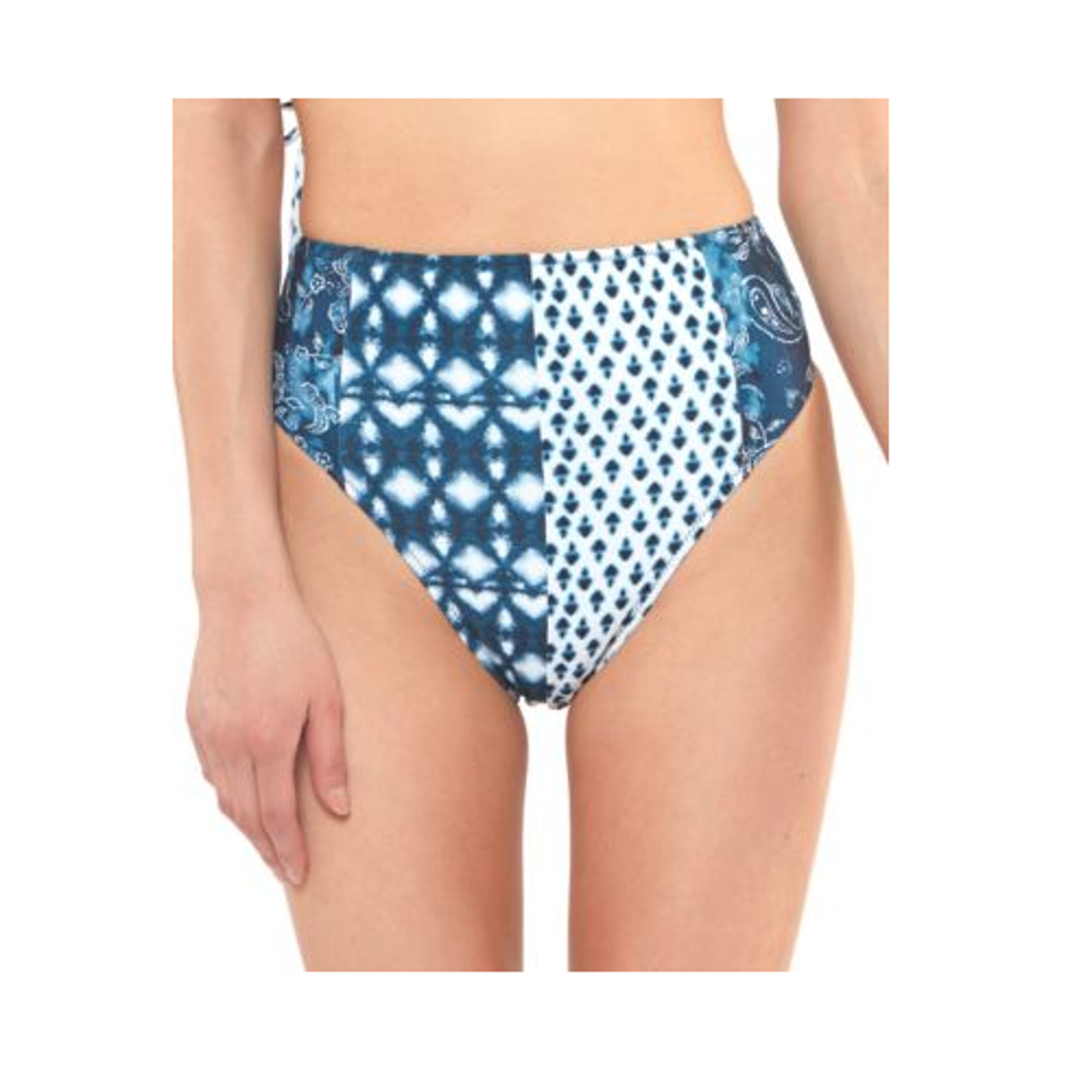 Jessica Simpson Navy Blue Batik Babe High Waist Bikini Swim Bottoms Size M New